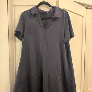 NWT ME+EM Navy Polo Collar Mixed Media Swing Dress  Size 12